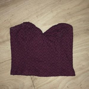 Purple cropped lace tube top